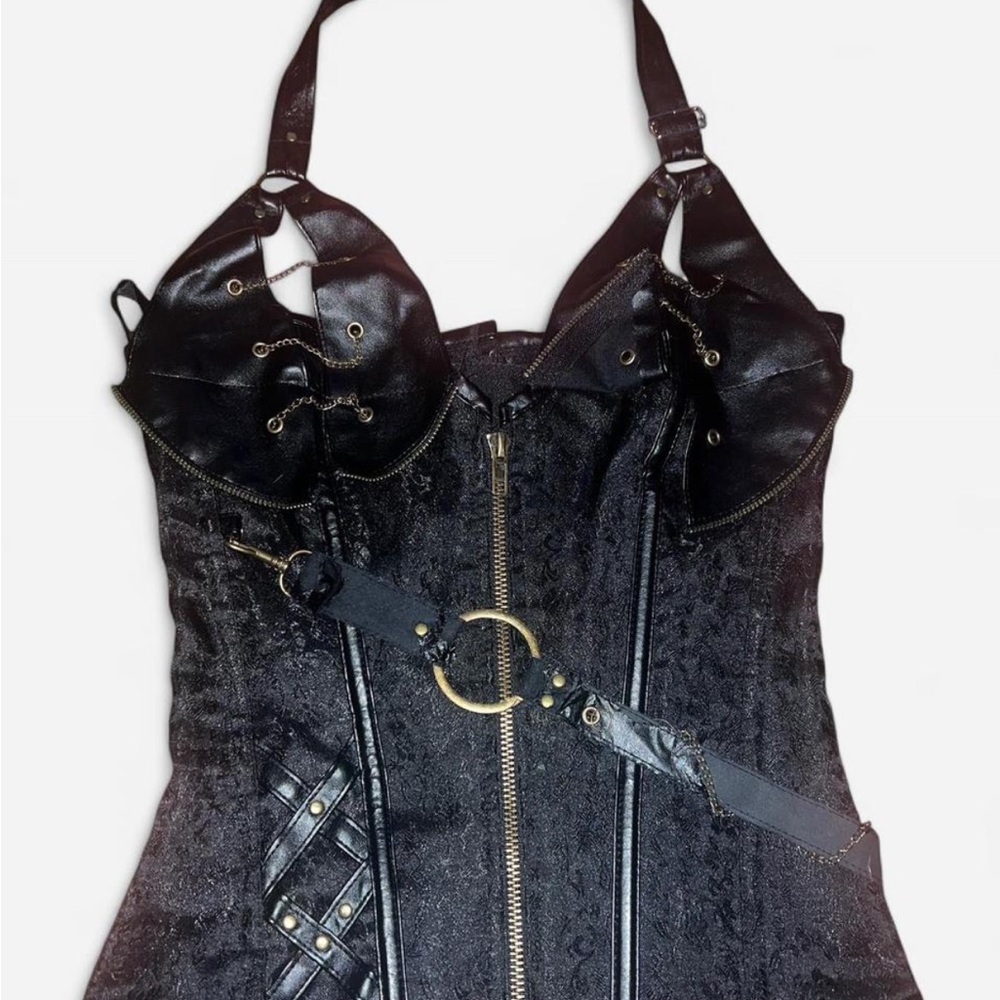 Black and Gold Embellished Bustier Top
